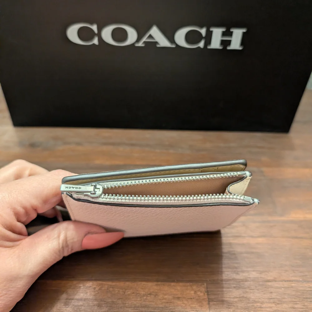 Coach Small Pebbled Leather Wallet in Light Beige - Picture 3 of 3